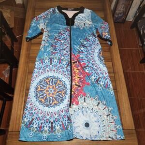 Bloggerlove Full Zip Paisley Print Kimono Robe- Size Medium